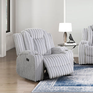 English Elm Light Gray Corduroy Wall Hugger Recliner with Cup Holders and Pocket Coil Support B011P501905