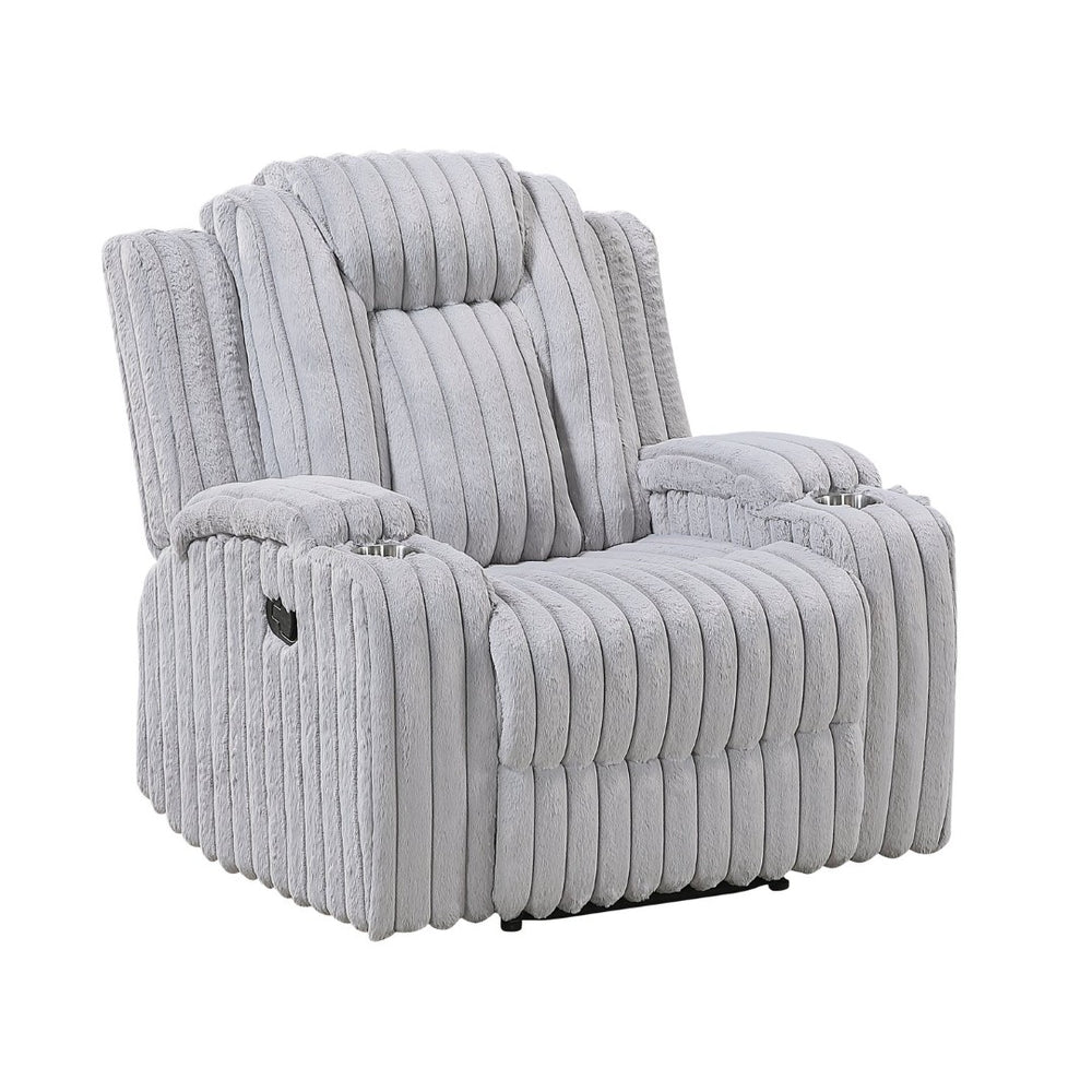 English Elm Light Gray Corduroy Wall Hugger Recliner with Cup Holders and Pocket Coil Support B011P501905