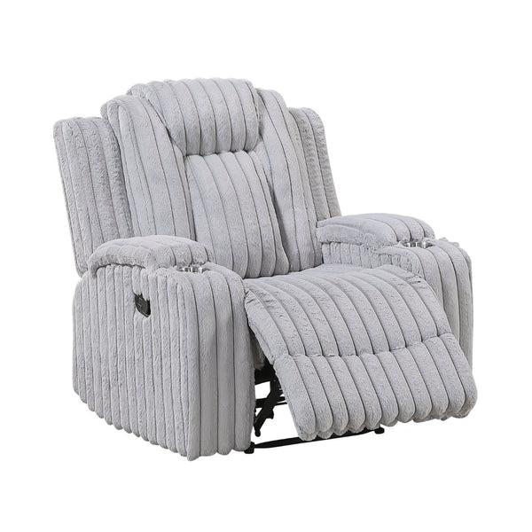 English Elm Light Gray Corduroy Wall Hugger Recliner with Cup Holders and Pocket Coil Support B011P501905