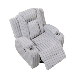 English Elm Light Gray Corduroy Wall Hugger Recliner with Cup Holders and Pocket Coil Support B011P501905