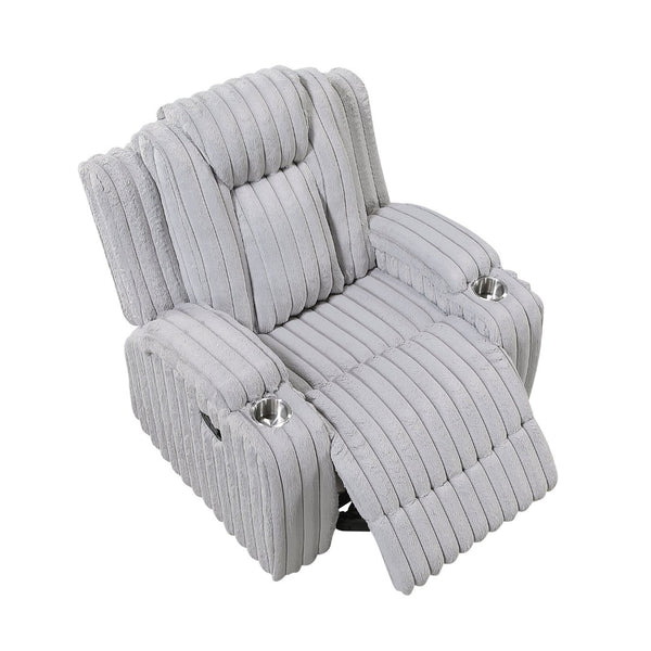 English Elm Light Gray Corduroy Wall Hugger Recliner with Cup Holders and Pocket Coil Support B011P501905