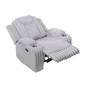 English Elm Light Gray Corduroy Wall Hugger Recliner with Cup Holders and Pocket Coil Support B011P501905