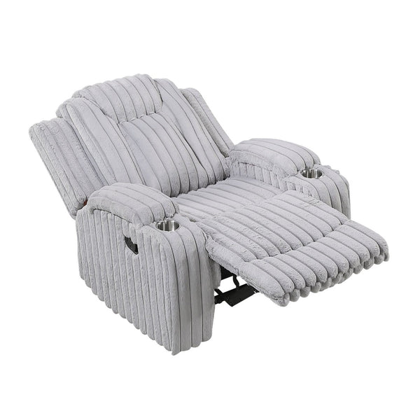 English Elm Light Gray Corduroy Wall Hugger Recliner with Cup Holders and Pocket Coil Support B011P501905