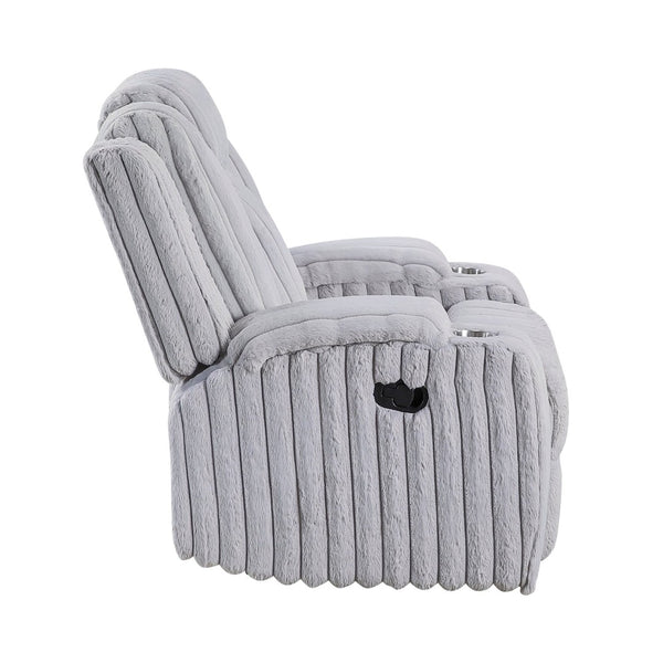 English Elm Light Gray Corduroy Wall Hugger Recliner with Cup Holders and Pocket Coil Support B011P501905