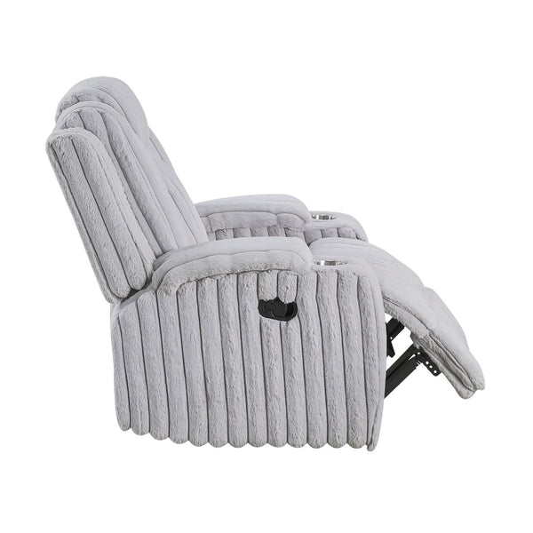 English Elm Light Gray Corduroy Wall Hugger Recliner with Cup Holders and Pocket Coil Support B011P501905
