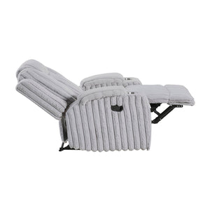 English Elm Light Gray Corduroy Wall Hugger Recliner with Cup Holders and Pocket Coil Support B011P501905