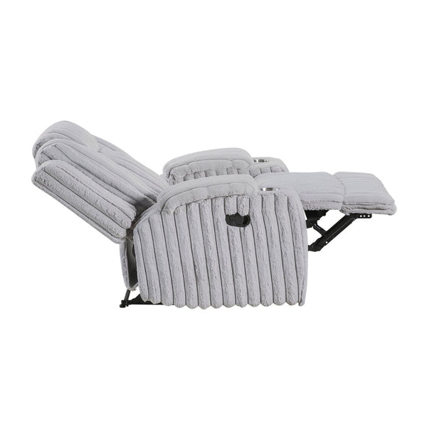 English Elm Light Gray Corduroy Wall Hugger Recliner with Cup Holders and Pocket Coil Support B011P501905