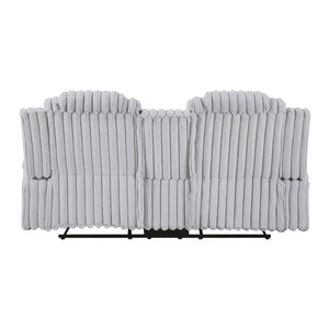 English Elm Light Gray Corduroy Reclining Loveseat with Console Storage and Four Cup Holders B011P501906