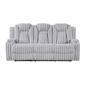 English Elm Light Gray Corduroy Reclining Sofa with Pocket Coil Support and Wall Hugger Design B011P501907
