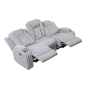English Elm Light Gray Corduroy Reclining Sofa with Pocket Coil Support and Wall Hugger Design B011P501907