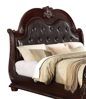English Elm Stan..king Panel Headboard Tufted Faux Leather King Bed Traditional Carved Frame B011P503315