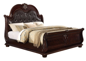 English Elm Stan..king Panel Headboard Tufted Faux Leather King Bed Traditional Carved Frame B011P503315
