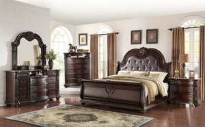 English Elm Stan..king Panel Headboard Tufted Faux Leather King Bed Traditional Carved Frame B011P503315