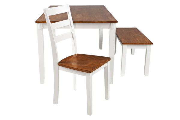 English Elm Contemporary Six Piece Rubberwood Dining Set with Slatted Chairs and Bench for Family Rooms B011P504985