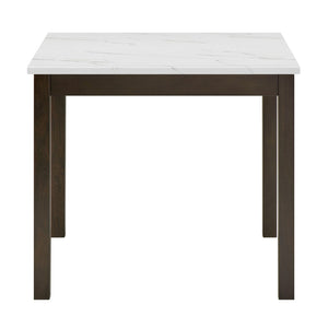English Elm 5pc Counter Height Set Square Faux Marble Table Tufted Grey Velvet Chairs B011P507715