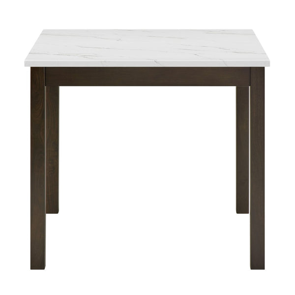 English Elm 5pc Counter Height Set Square Faux Marble Table Tufted Grey Velvet Chairs B011P507715