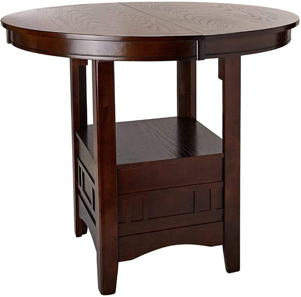 English Elm Dining Round Counter Height Table Top Solid Wood Dark Brown Finish Seats Four B011P518277