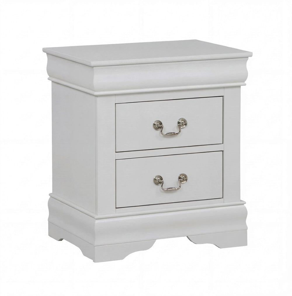 English Elm 1pc Solid Wood Louis Philip Nightstand Two Drawers Soft Close Greige Bedroom B011P519674