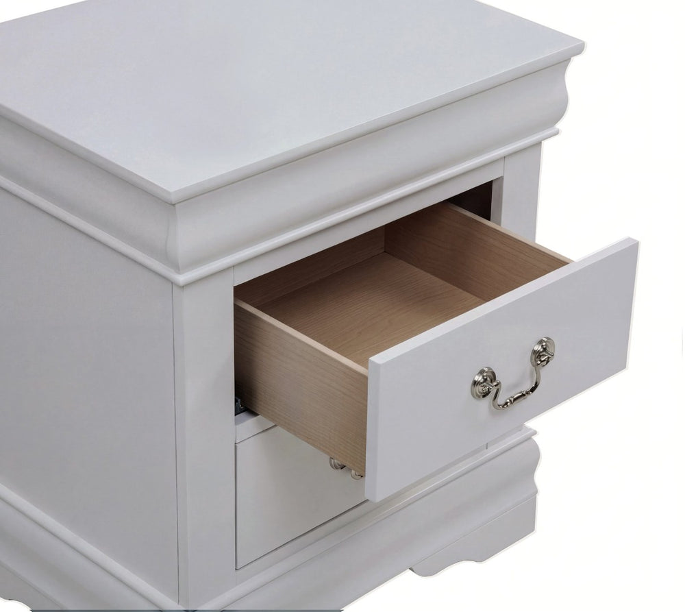 English Elm 1pc Solid Wood Louis Philip Nightstand Two Drawers Soft Close Greige Bedroom B011P519674