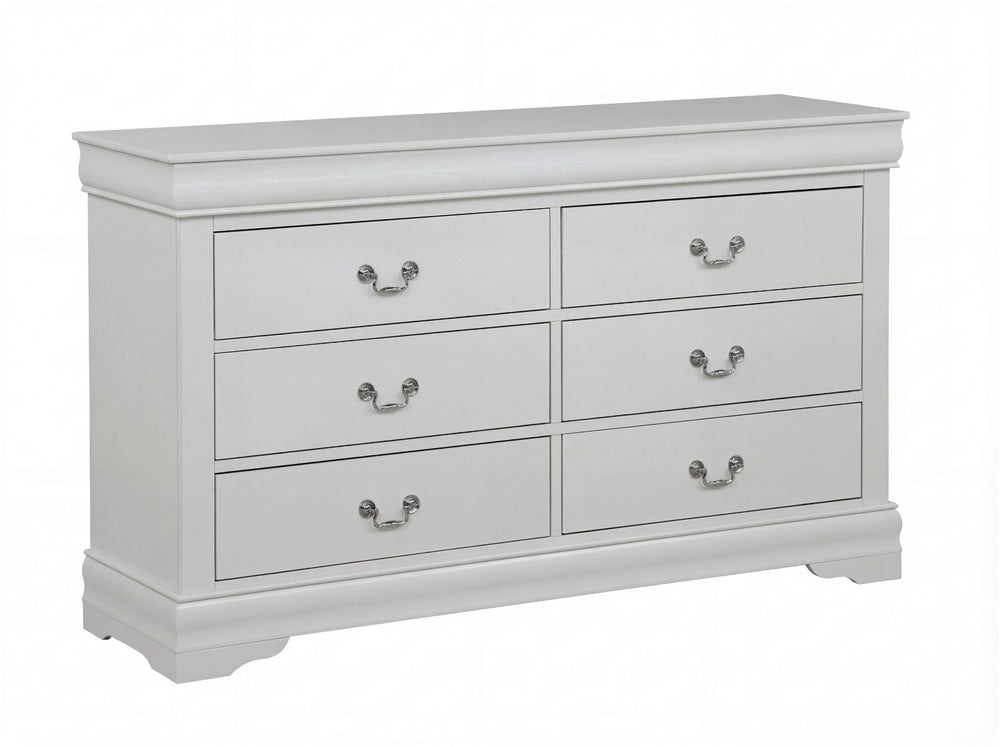 English Elm 1Pc Louis Philippe Solid Wood Six Drawer Dresser Soft Close Greige Bedroom Storage B011P519675