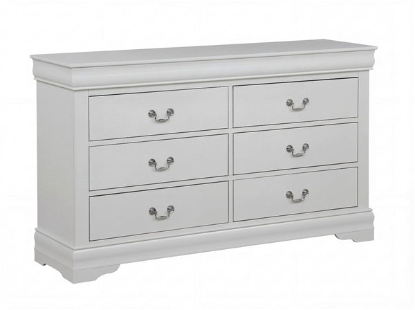 English Elm 1Pc Louis Philippe Solid Wood Six Drawer Dresser Soft Close Greige Bedroom Storage B011P519675