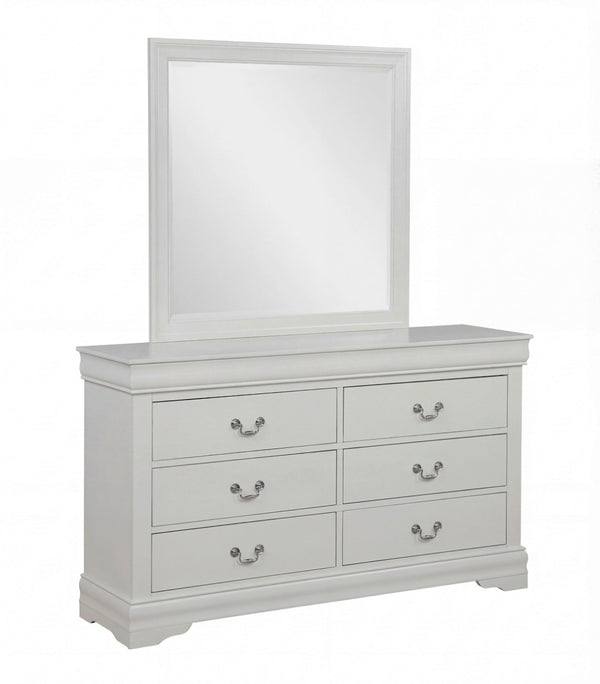 English Elm 1Pc Louis Philippe Solid Wood Six Drawer Dresser Soft Close Greige Bedroom Storage B011P519675
