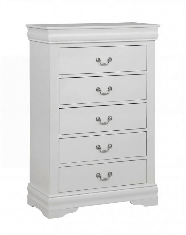 English Elm 1pc Solid Wood Five Drawer Chest Louis Philippe Style Soft Close Greige Bedroom Storage B011P519676