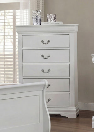 English Elm 1pc Solid Wood Five Drawer Chest Louis Philippe Style Soft Close Greige Bedroom Storage B011P519676