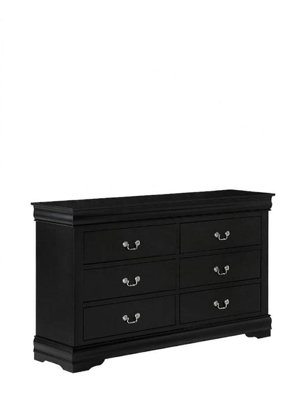 English Elm 1Pc Six Drawer Solid Wood Dresser Louis Philippe Molded Black Finish Bedroom Storage B011P519678