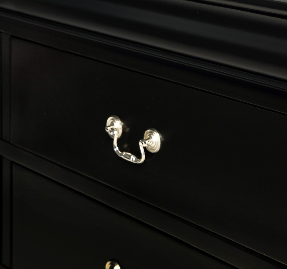 English Elm 1Pc Six Drawer Solid Wood Dresser Louis Philippe Molded Black Finish Bedroom Storage B011P519678