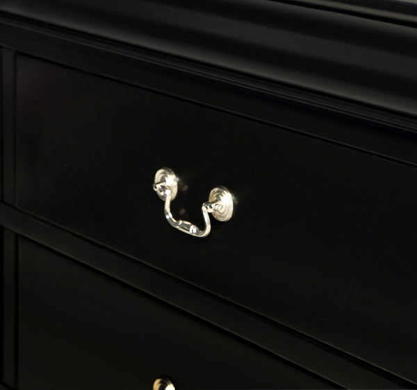 English Elm 1Pc Six Drawer Solid Wood Dresser Louis Philippe Molded Black Finish Bedroom Storage B011P519678