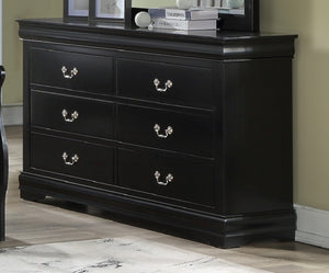 English Elm 1Pc Six Drawer Solid Wood Dresser Louis Philippe Molded Black Finish Bedroom Storage B011P519678