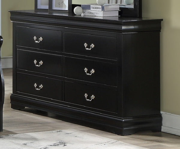 English Elm 1Pc Six Drawer Solid Wood Dresser Louis Philippe Molded Black Finish Bedroom Storage B011P519678