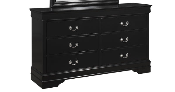English Elm 1Pc Six Drawer Solid Wood Dresser Louis Philippe Molded Black Finish Bedroom Storage B011P519678