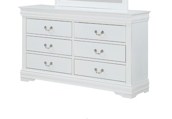 English Elm 1Pc White Solid Wood Six Drawer Dresser Louis Philippe Style Soft Close Bedroom Storage B011P519679