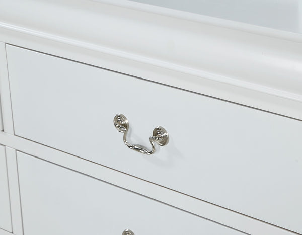 English Elm 1Pc White Solid Wood Six Drawer Dresser Louis Philippe Style Soft Close Bedroom Storage B011P519679
