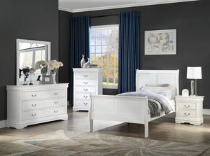 English Elm 1Pc White Solid Wood Six Drawer Dresser Louis Philippe Style Soft Close Bedroom Storage B011P519679