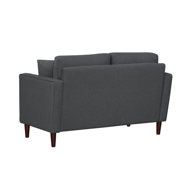 English Elm Contemporary Button Tufted Loveseat with Plush Cushions and Brown Finish Legs Gray B011P521837