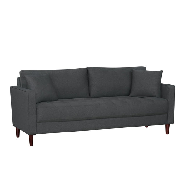 English Elm Contemporary Tufted Fabric Sofa with Plush Cushions and Warm Wood Tone Legs Gray B011P521838