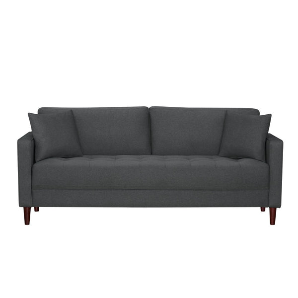 English Elm Contemporary Tufted Fabric Sofa with Plush Cushions and Warm Wood Tone Legs Gray B011P521838