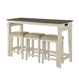 English Elm Modern Farmhouse Counter Height Dining Set with Usb Charging Ports and Upholstered Stools B011P522881