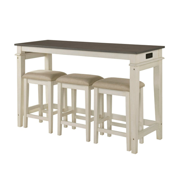 English Elm Modern Farmhouse Counter Height Dining Set with Usb Charging Ports and Upholstered Stools B011P522881