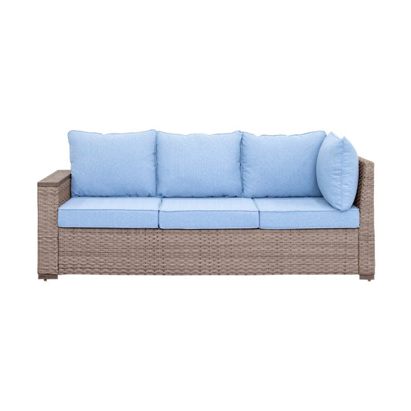 English Elm Elegant Resort Style Wicker Patio Sectional with Ottomans and Convertible Height Table B011P522882