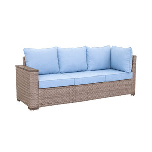 English Elm Elegant Resort Style Wicker Patio Sectional with Ottomans and Convertible Height Table B011P522882