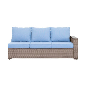 English Elm Elegant Resort Style Wicker Patio Sectional with Ottomans and Convertible Height Table B011P522882