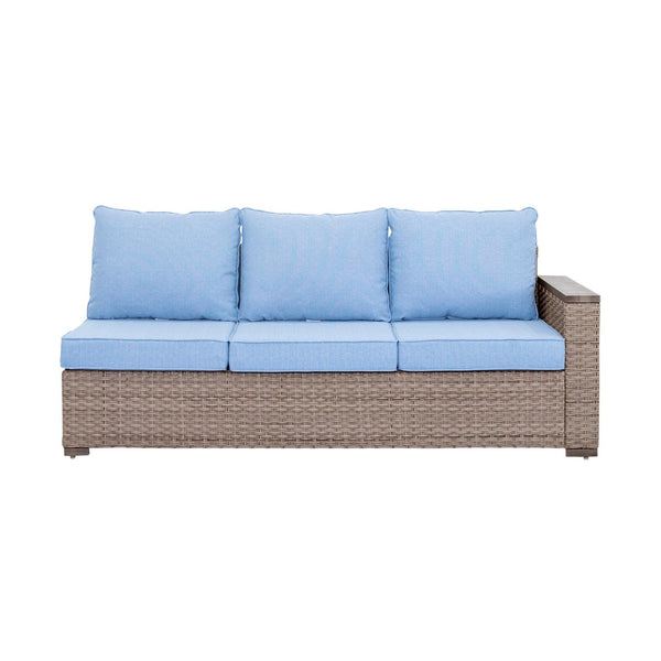 English Elm Elegant Resort Style Wicker Patio Sectional with Ottomans and Convertible Height Table B011P522882