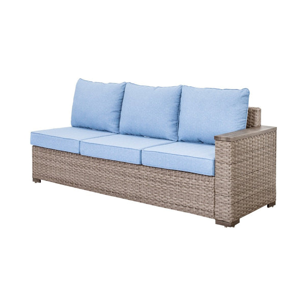 English Elm Elegant Resort Style Wicker Patio Sectional with Ottomans and Convertible Height Table B011P522882