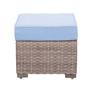 English Elm Elegant Resort Style Wicker Patio Sectional with Ottomans and Convertible Height Table B011P522882