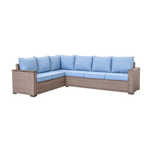 English Elm Elegant Resort Style Wicker Patio Sectional with Ottomans and Convertible Height Table B011P522882