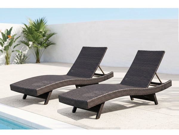 English Elm Luxury Resin Wicker Outdoor Chaise Lounges Set of 2 Poolside Reclining Patio Seating Espresso B011P526018